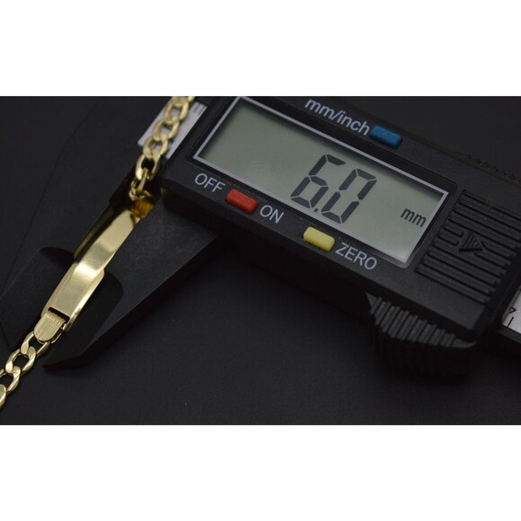 REAL 10K Yellow Gold 6 Flat Curb ID baby Childrens Bracelet + Engraving 3.1gr - Picture 5 of 7